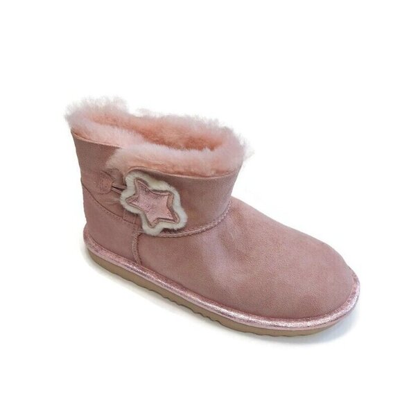 UGG Bailey Button Star Suede Boots #1107969K Pink Crystal Big Kids 5 Womens Sz 6 - Picture 1 of 8